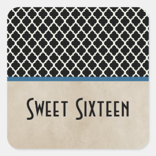 Moda azul Quatrefoil Sweet 16 Pegatinas