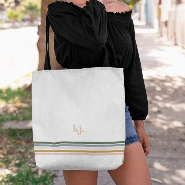 Moda Bandas retro Monograma Bolsa de Tote (Subido por el creador)