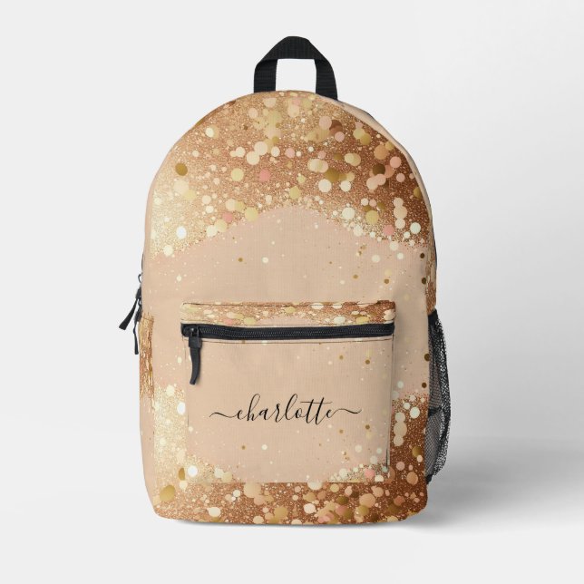 Moda Beige Purpurina de oro Imprimir bolsa de cort (Anverso)