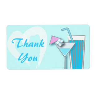 Moda Blue Hawaii Martini Etiquetas de Favor de la 