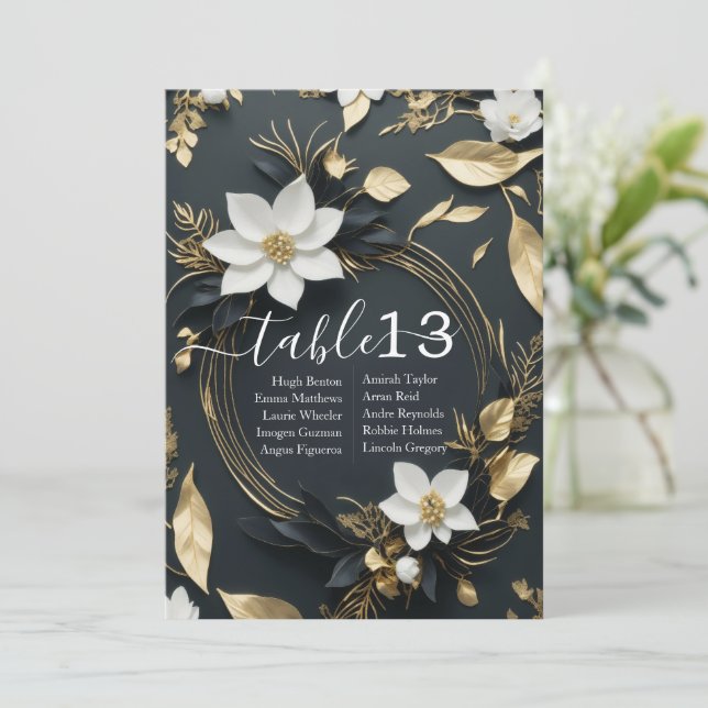 Moda Boda de la guirnalda floral de oro blanco Núm (Anverso de pie)