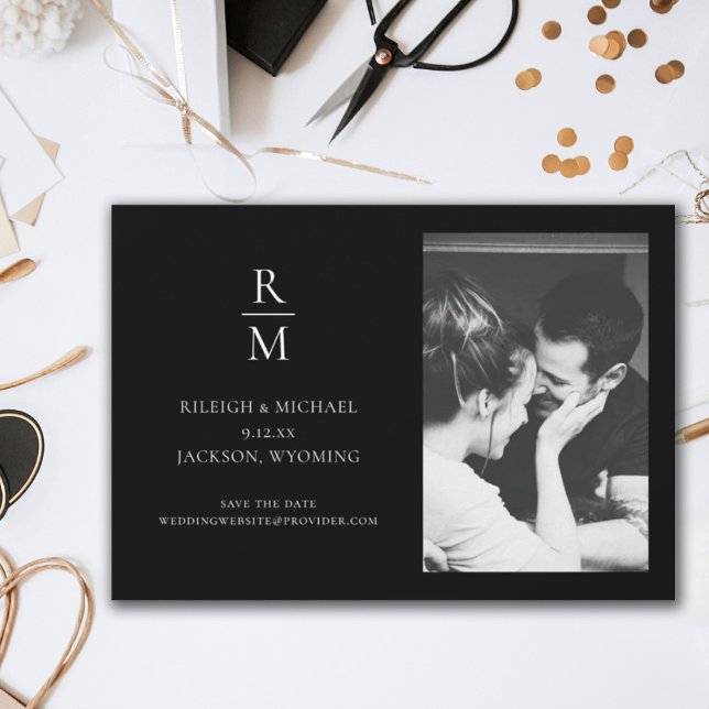 Moda Boda en Monograma Negro Guardar la foto de fe (Subido por el creador)