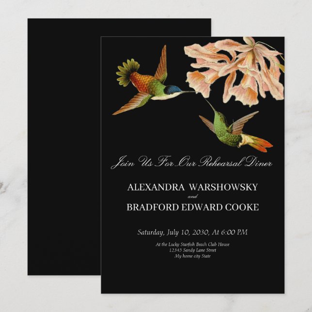 Moda Boda negro Hummingbird Ensayo de cena (Anverso / Reverso)
