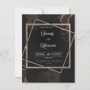 Moda Boda negro y oro Invitación elegante