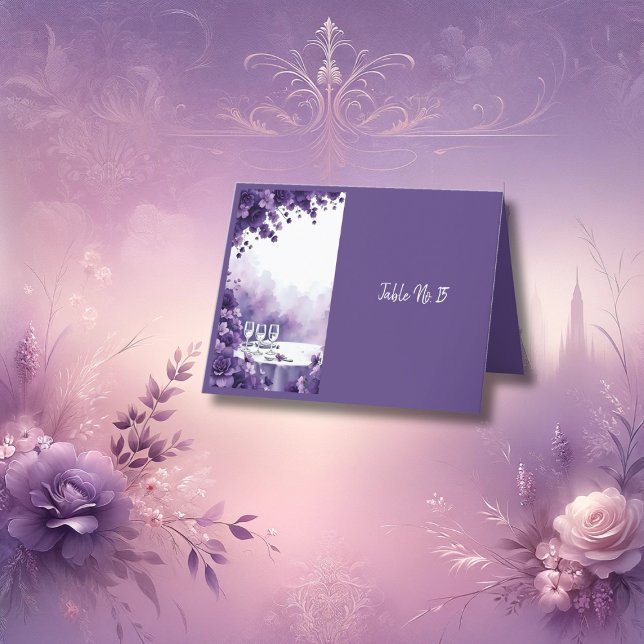 moda Boda púrpura tarjeta de mesa Eiffel Tower Mag (Subido por el creador)