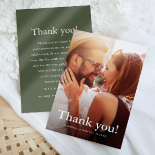 Moda Boda Verde Foto con mensaje de agradecimiento