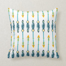 moda boho almohada de flechas azules amarillas