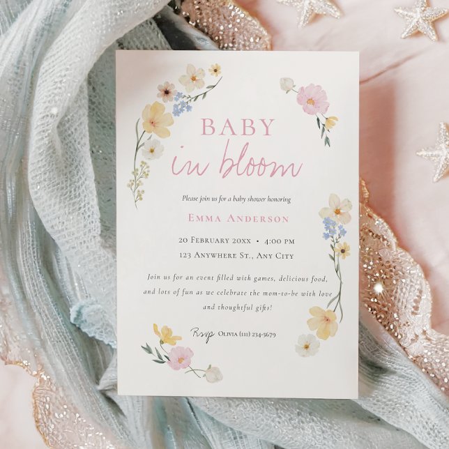 Moda Boho Bebé en flor bebé Invitación a ducha (Subido por el creador)