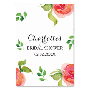 moda boho Coral floral ducha de novia tarjetas bin