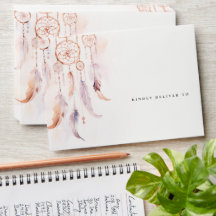 Moda Boho Feather Dreamcatcher Watercolor Boda