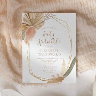 Moda Boho Pampas Invitación a la rociada de bebé d