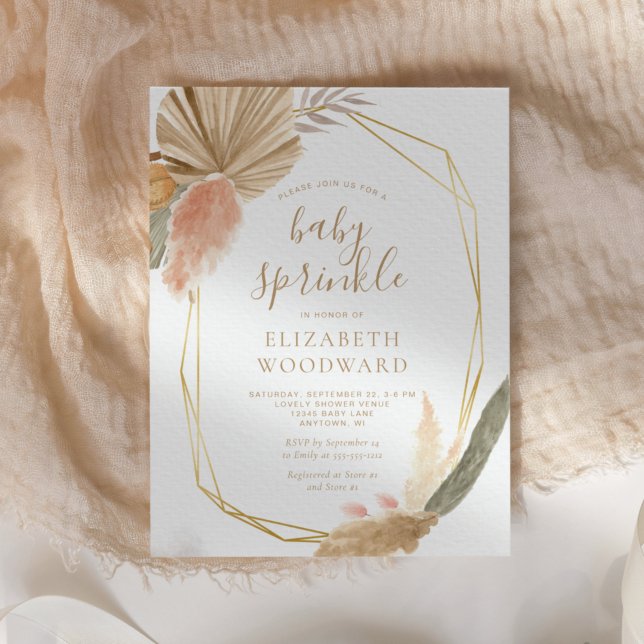 Moda Boho Pampas Invitación a la rociada de bebé d (Subido por el creador)