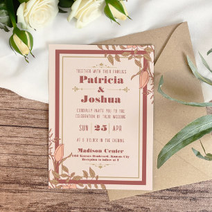 Moda Boho Rubor Beige Invitación a la boda retro