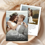 Moda Boho Script Photo Boda Gracias Tarjeta<br><div class="desc">Boda De Guión Moderno De Moda Boho - Tarjeta De Gracias. Elegante plantilla de boda de agradecimiento con una foto vertical completa en el frente con el texto "Gracias" en una tipografía con letras a mano rápida y caprichoso guión de tipo de letra cruz cruzada en blanco sobre la imagen....</div>