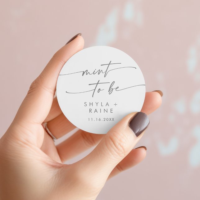 Moda Boho  Tinta Gris Plata Para Ser Pegatina Favo (Boho Chic Silver Gray Mint To Be Favor Sticker)