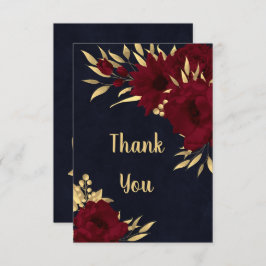 Moda borgoña y marina de oro tarjeta de agradecimi
