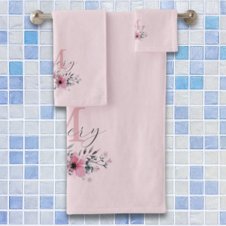 Moda botánica acuarela rosa monograma floral