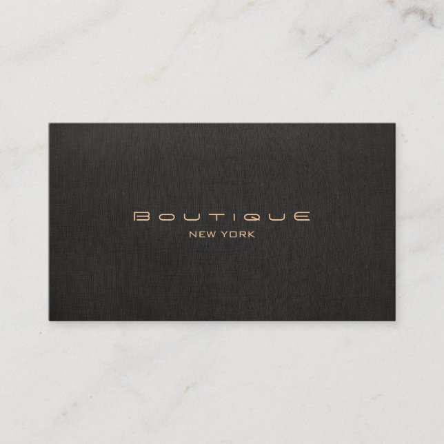 Moda Boutique Faux Black Linen Tarjeta de visita (Anverso)