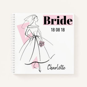 Moda Bride Pink Bride cuaderno cuadrado