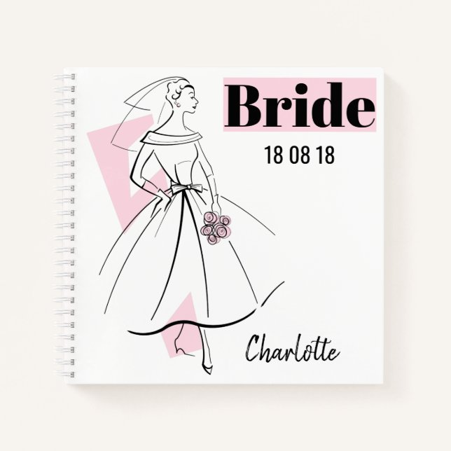 Moda Bride Pink Bride cuaderno cuadrado (Anverso)
