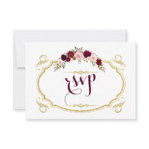 Moda Burgundy Marsala Boda de otoño floral RSVP