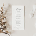 Moda Caligrafía Plata Menú Cena<br><div class="desc">Esta carta de moda caligrafía plateada es perfecta para un boda rústico. El diseño,  sencillo y elegante,  presenta una tipografía de escritura clásica y elegante en plata. Este menú se puede utilizar para la recepción de bodas,  la cena de ensayo,  la ducha de novia o cualquier otro evento.</div>