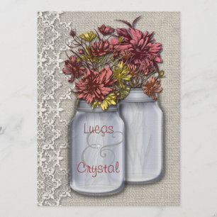 Moda Charm Mason Jar Wedding Invitación