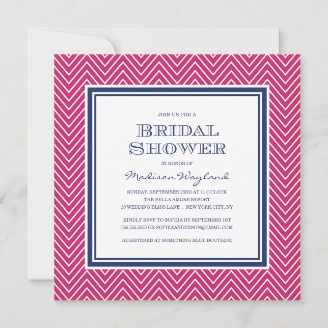 MODA CHEVRON| INVITACIÓN DE DUCHA BRIDAL (Anverso)