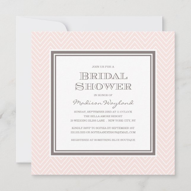 MODA CHEVRON| INVITACIÓN DE DUCHA BRIDAL (Anverso)