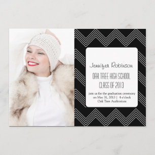 Moda Chevron Zigzag 2 Invitación de graduación