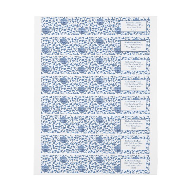 Moda Chinoiserie azul Elegante Lady Dirección de R (hoja)