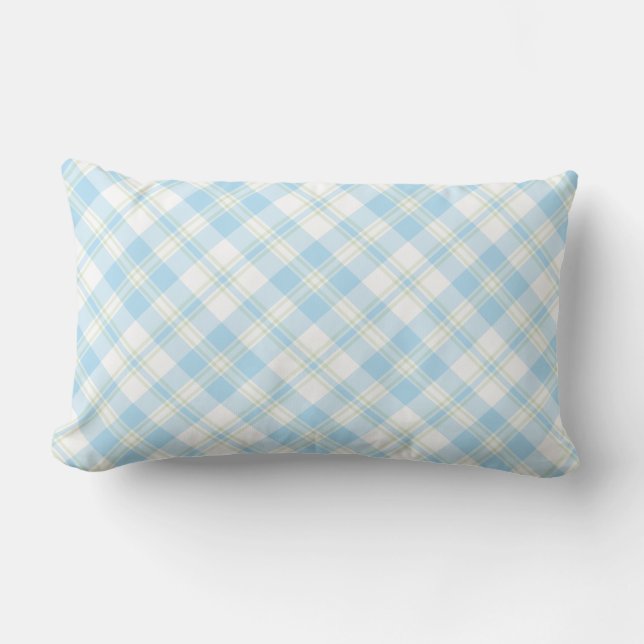 Moda cielo azul y blanco Comprobación de almohada  (Anverso)