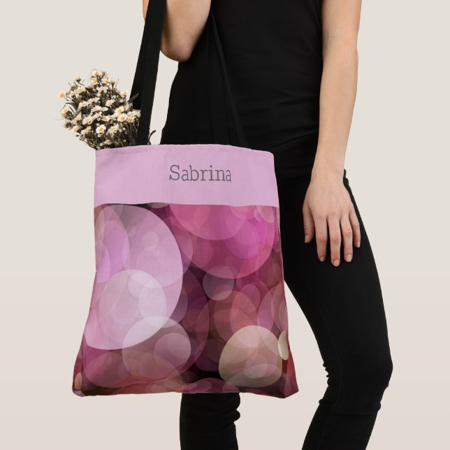 Moda Círculos rosados Monogramada Bolsa de Tote (Detalle)