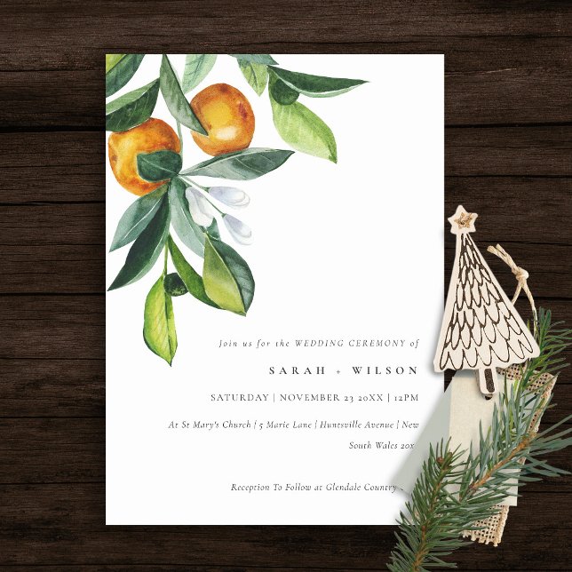 Moda Citrus Naranja Boho Botánico Invitación a la  (Subido por el creador)