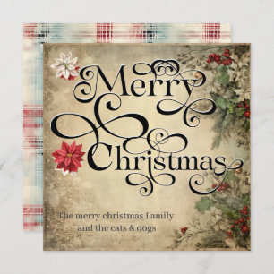 Moda Clásica de Feliz Navidad Flores Tipografía