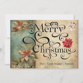 Moda Clásica de Feliz Navidad Flores Tipografía
