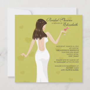 Moda Cóctel Novia Bridal Ducha Invitación Verde