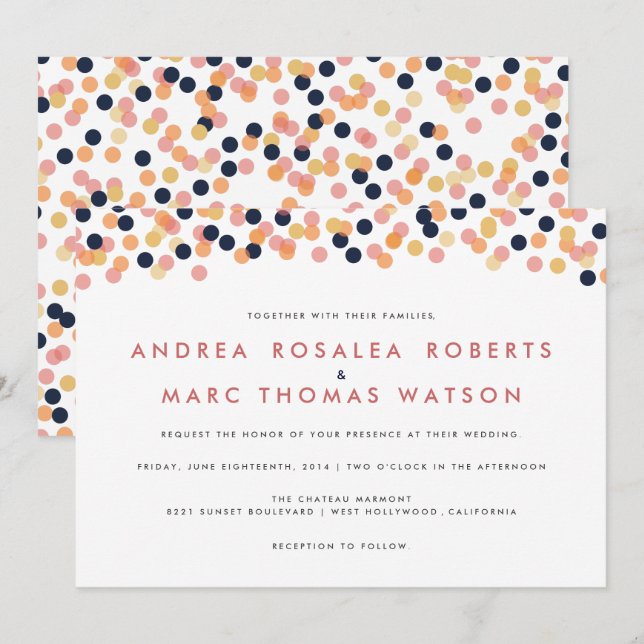Moda Confetti Invitaciones a la boda (Anverso / Reverso)