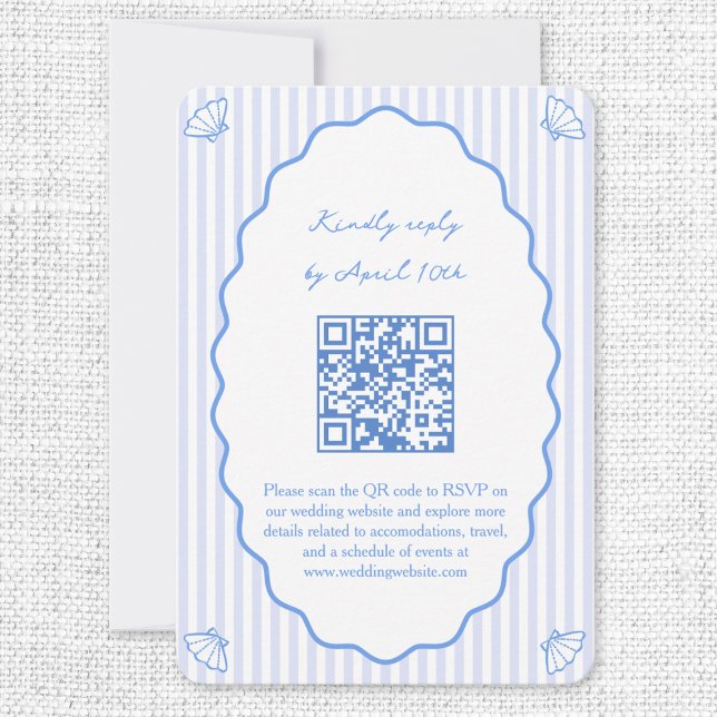 Moda costera Boda azul sitio web QR Código RSVP (Subido por el creador)