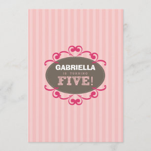 Moda cumple 5 años invitación a fiesta (rosa)