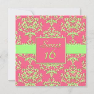 Moda Damask Sweet 16 Invitación de cumpleaños
