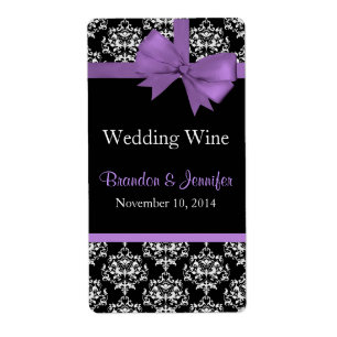 Moda Damask Wedding Mini etiquetas de vino