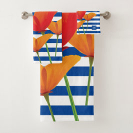 Moda de amapola Bandas Azules Monograma