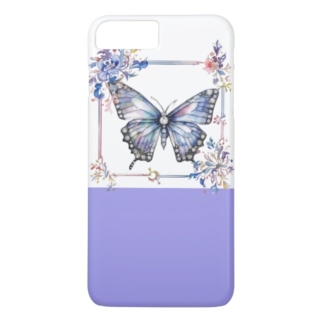 Moda de época mariposa iPhone 8Plus/7 Funda Lilac (Reverso)