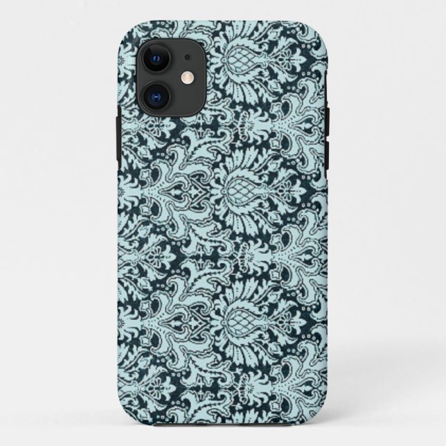 Moda de época París Aqua azul Damask iphone5 funda (Reverso)