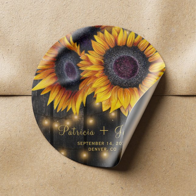 Moda de girasoles boda rústico sello para sobres (Subido por el creador)