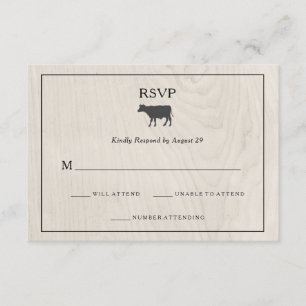Moda de granjas   Madera blanca con Boda Vaca RSVP