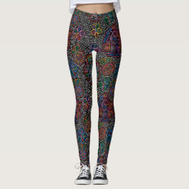 Moda de imagen de bordado mexicano de leggings pop