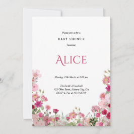 Moda de invitación Baby Shower color rosa floral p