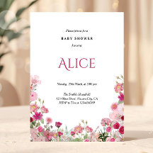 Moda de invitación Baby Shower color rosa floral p